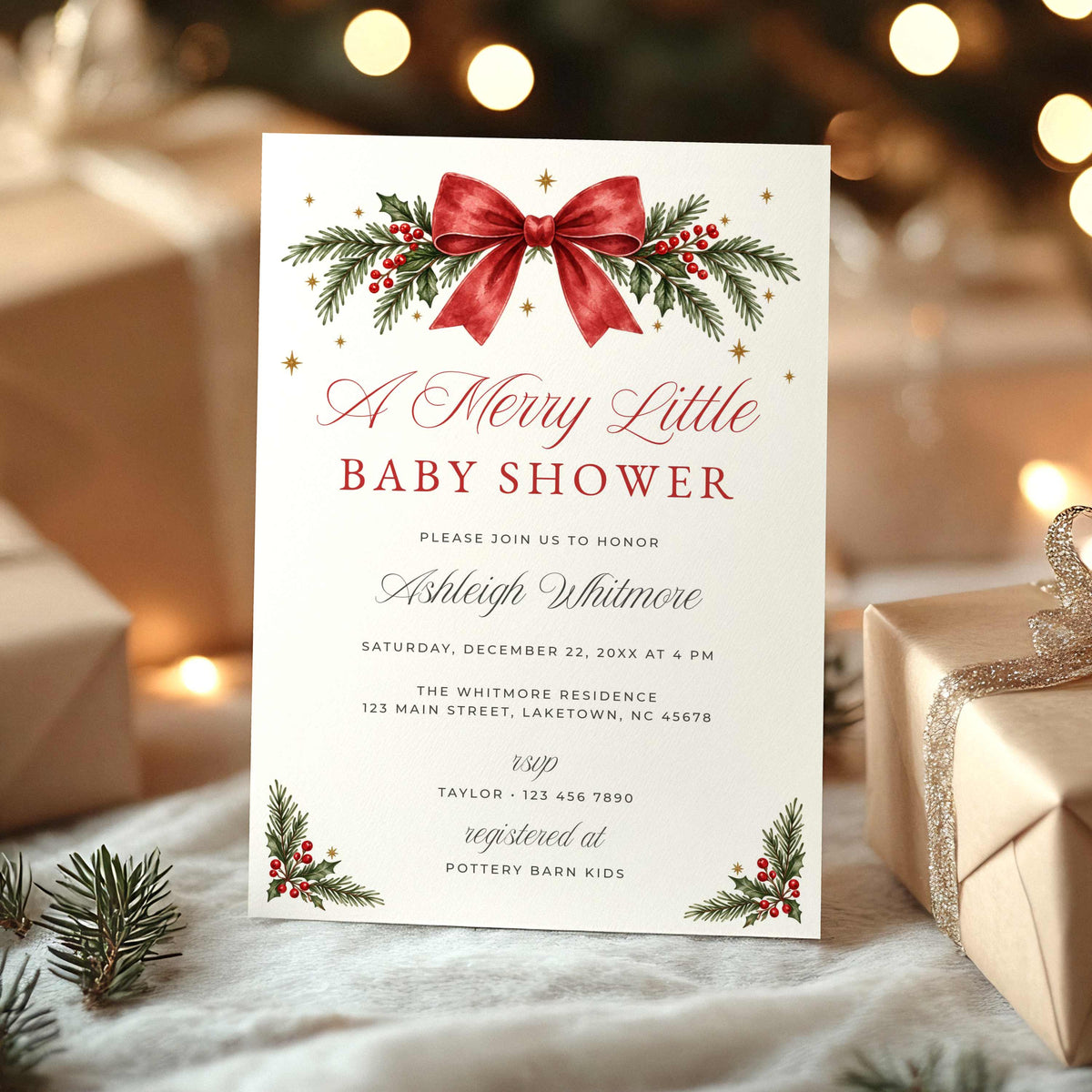 A Merry Little Baby Shower Invitation