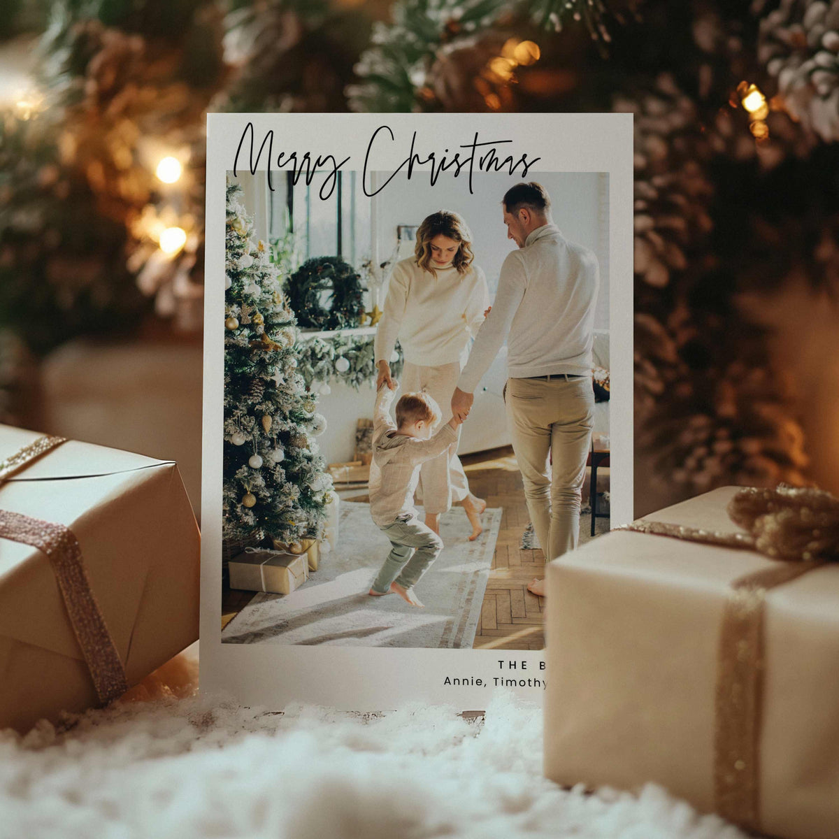 Minimal Script Christmas Photo Card