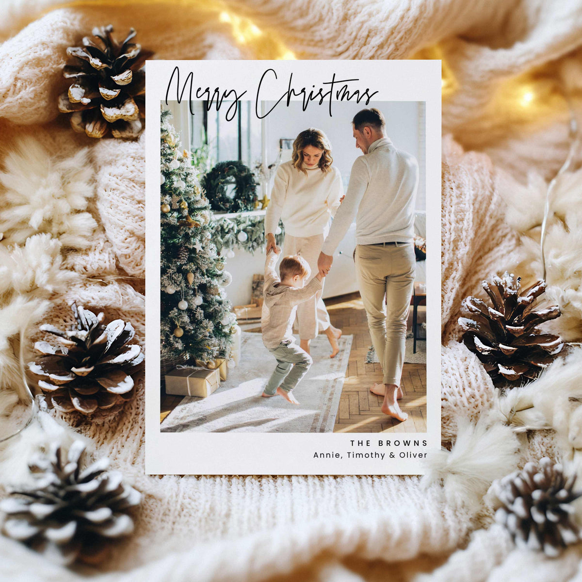 Minimal Script Christmas Photo Card