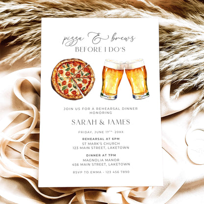 Pizza & Brews Rehearsal Dinner Invitation