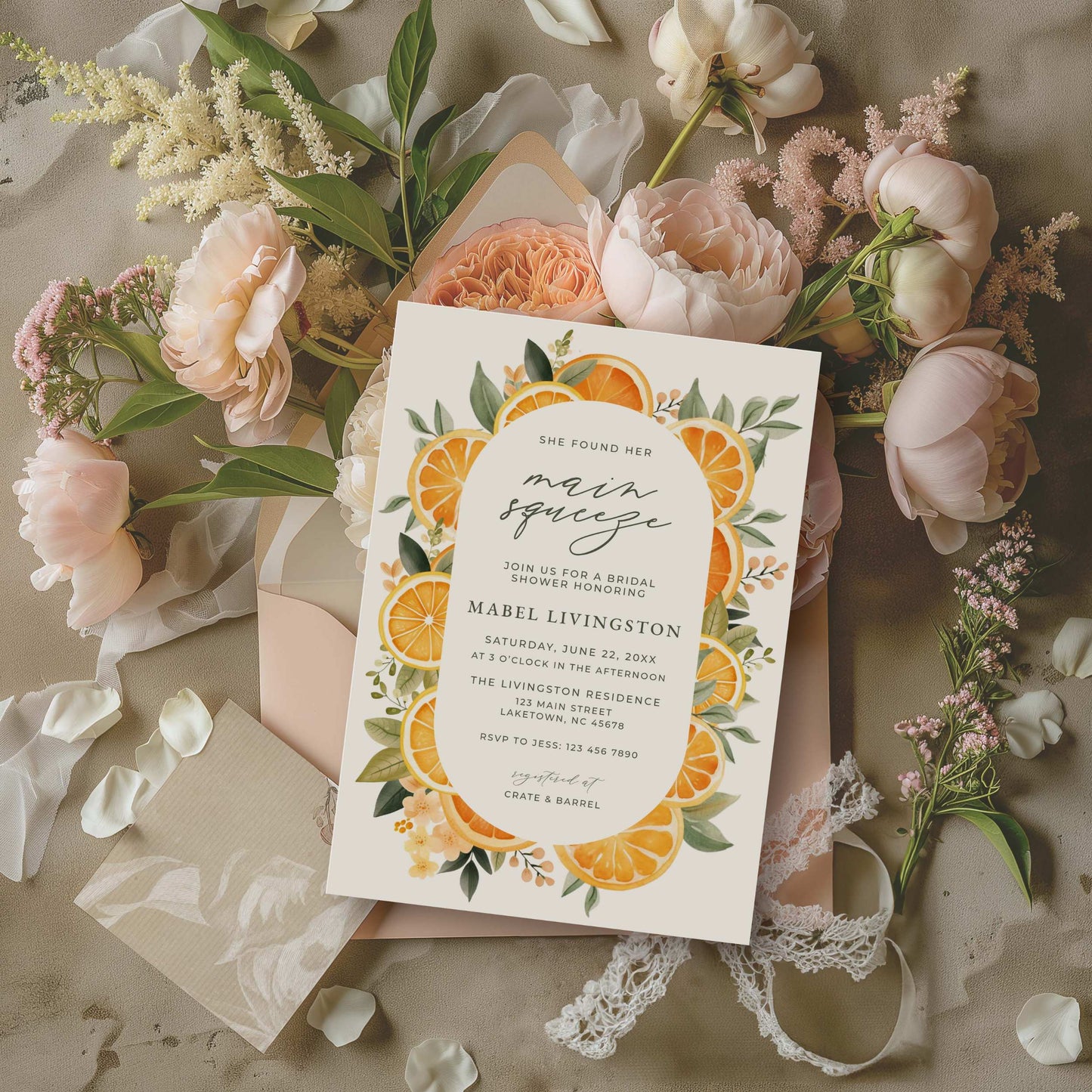 Bridal Shower Invitation - Orange Citrus