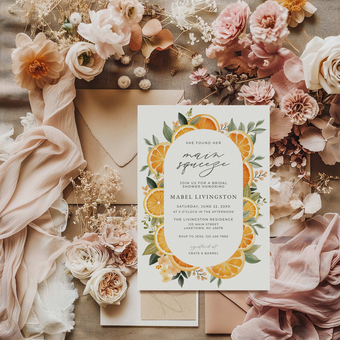 Bridal Shower Invitation - Orange Citrus