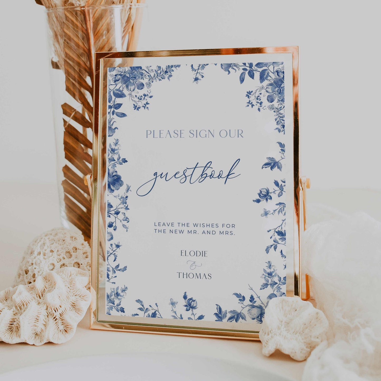 Blue Toile Premium Wedding Package – Canva Template – Elodie