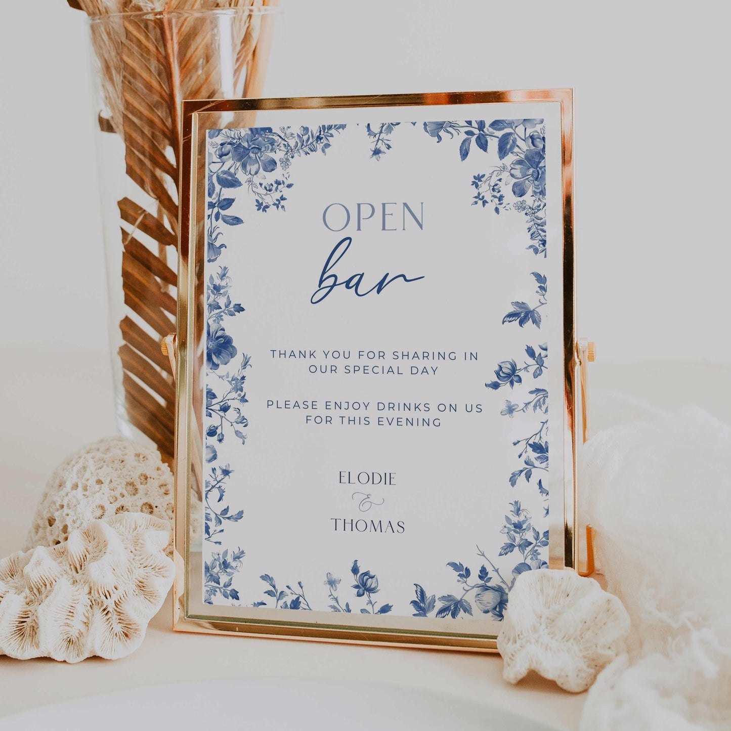 Blue Toile Premium Wedding Package – Canva Template – Elodie