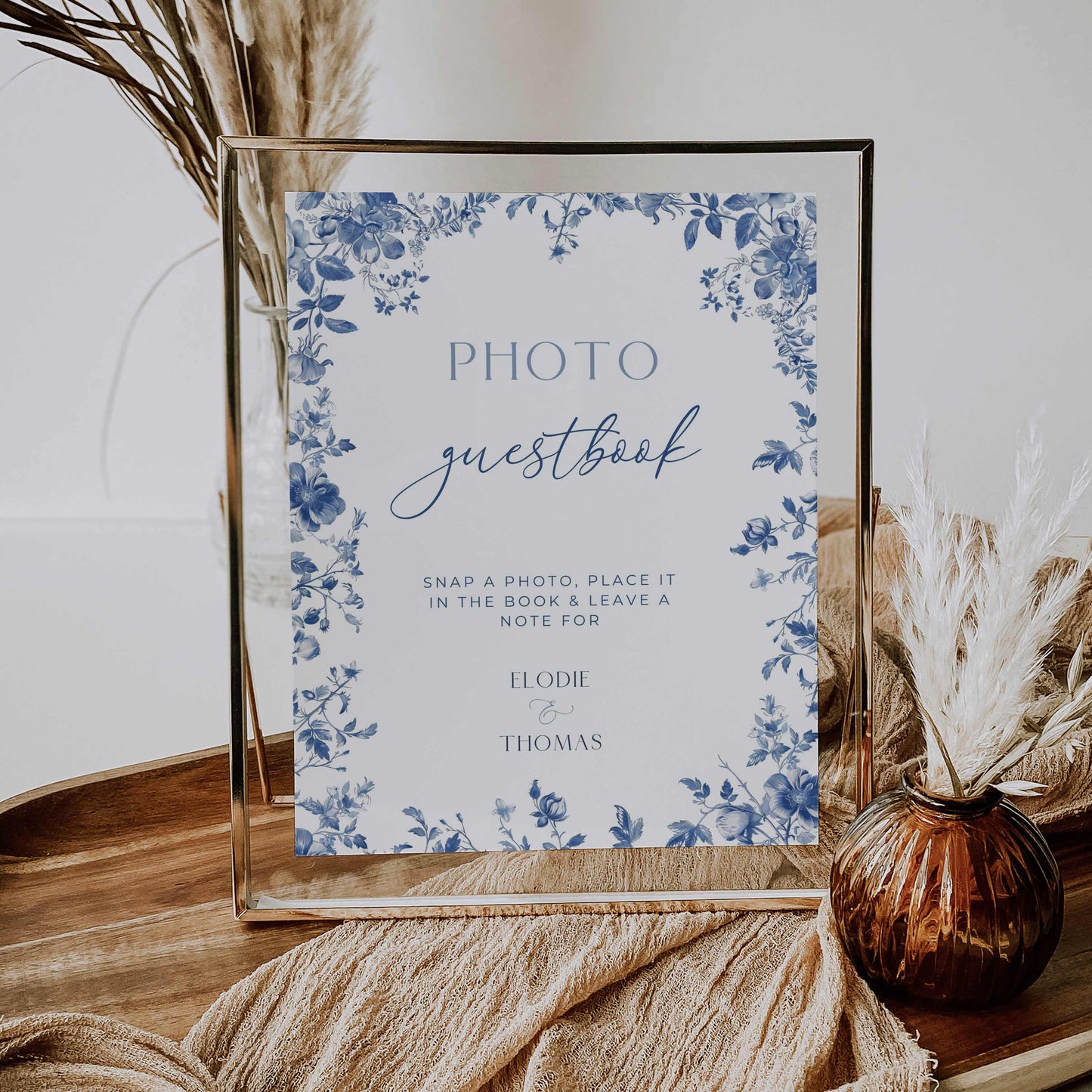 Blue Toile Premium Wedding Package – Canva Template – Elodie
