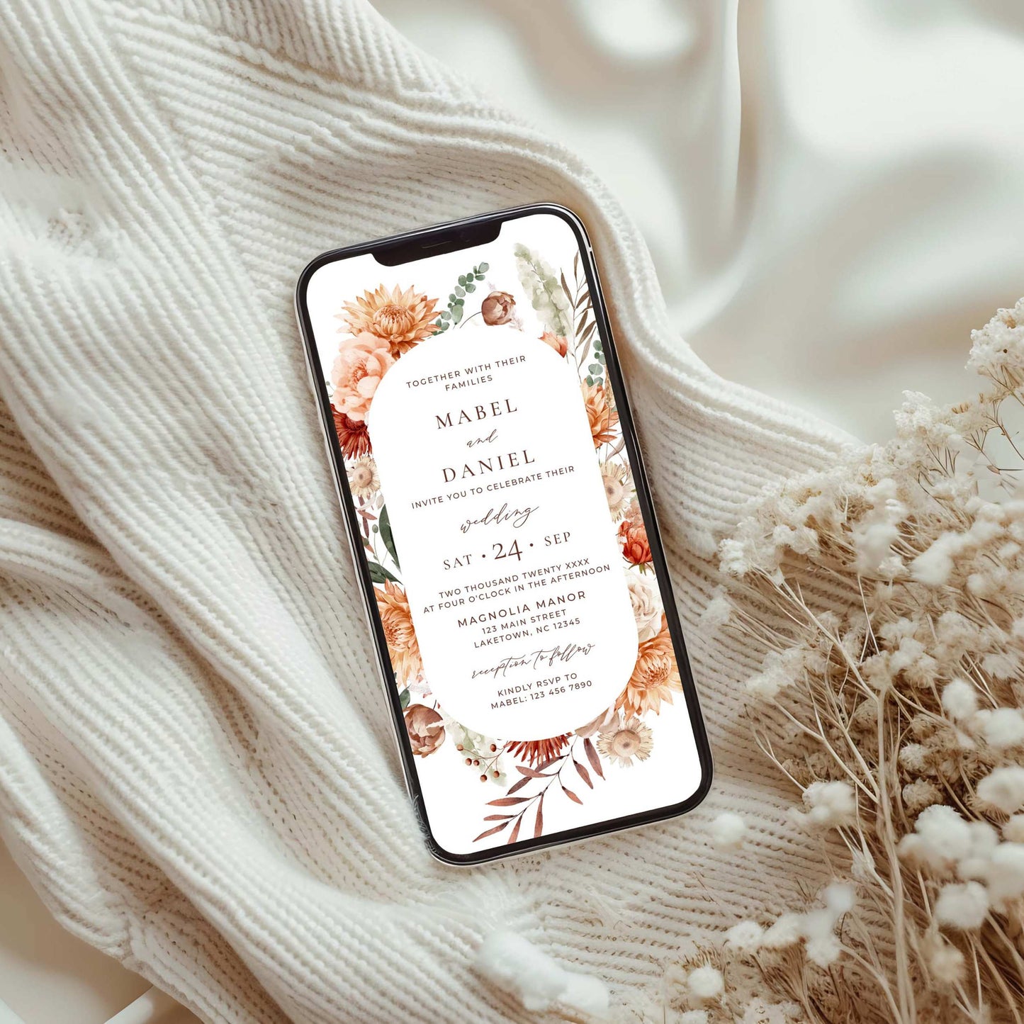 Wedding Digital Invitation - Terracotta Bloom