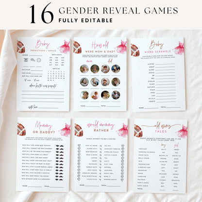 Touchdowns or Tutus Gender Reveal Games