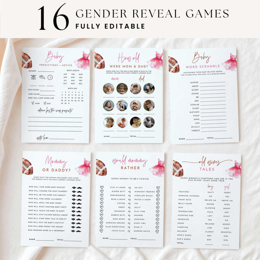 Touchdowns or Tutus Gender Reveal Games