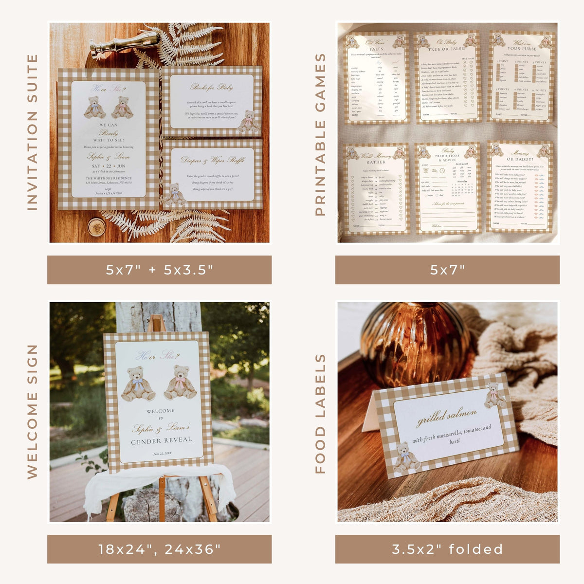 Vintage Teddy Bear Gender Reveal Bundle