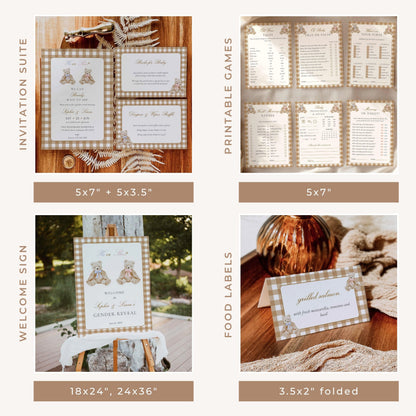 Vintage Teddy Bear Gender Reveal Bundle