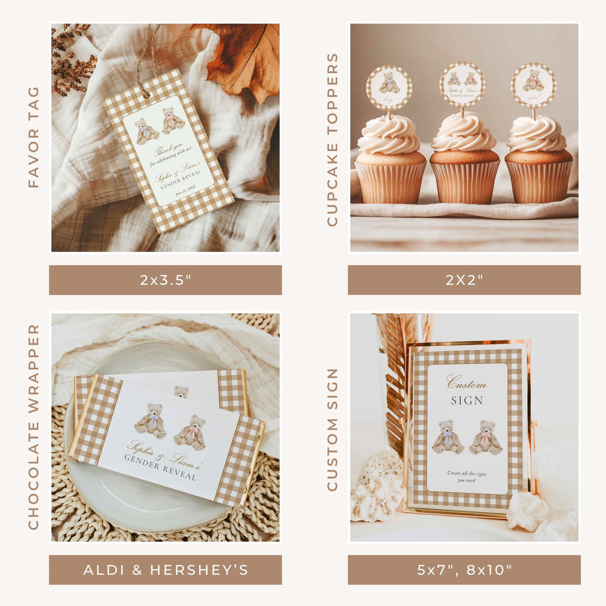 Vintage Teddy Bear Gender Reveal Bundle