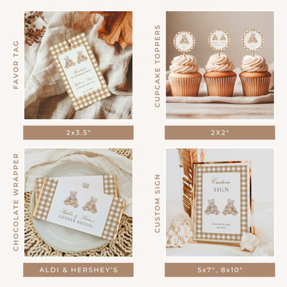 Vintage Teddy Bear Gender Reveal Bundle