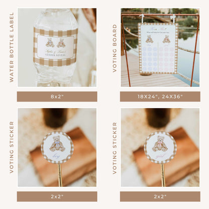 Vintage Teddy Bear Gender Reveal Bundle