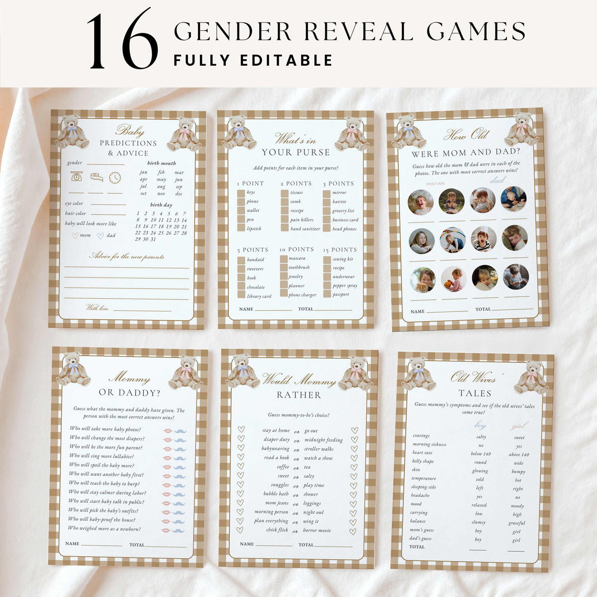 Vintage Teddy Bear Gender Reveal Bundle
