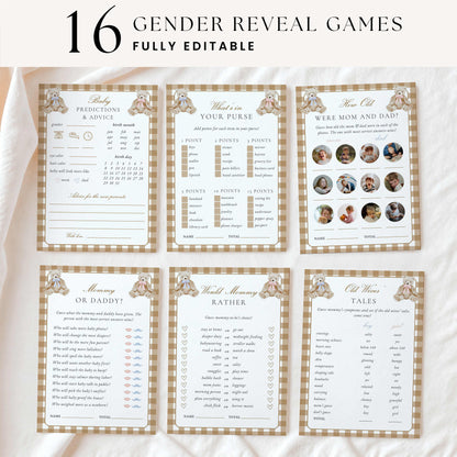 Vintage Teddy Bear Gender Reveal Bundle