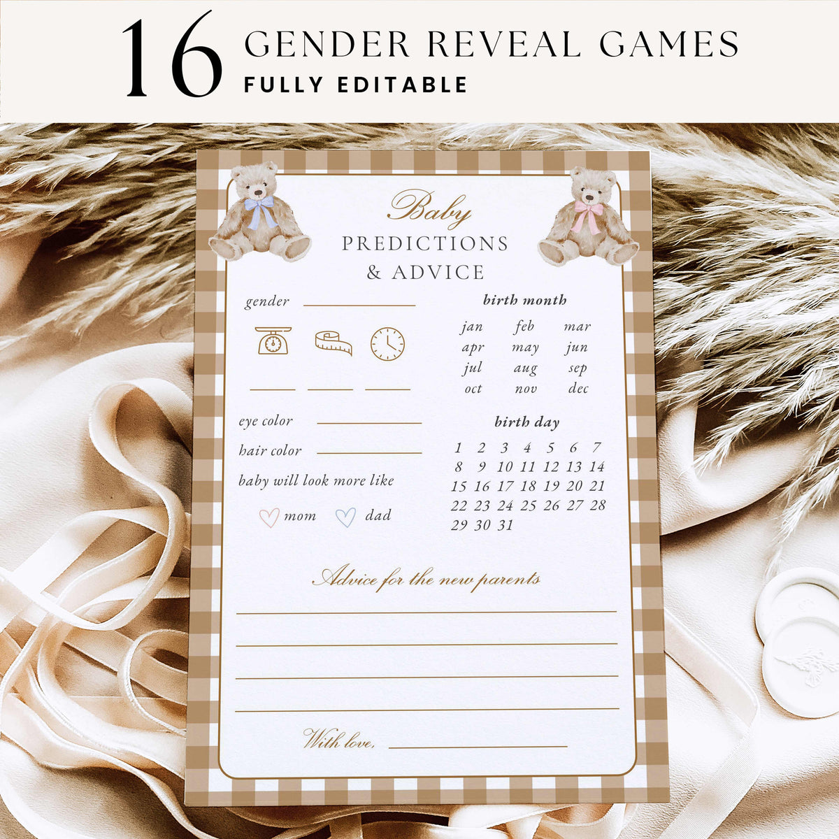 Vintage Teddy Bear Gender Reveal Games & Activities