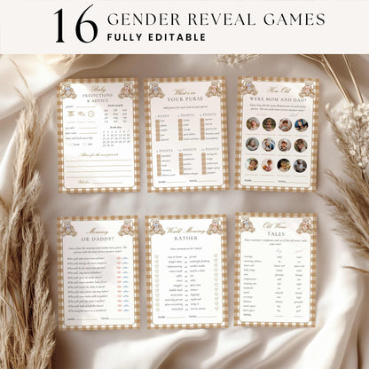 Vintage Teddy Bear Gender Reveal Games & Activities