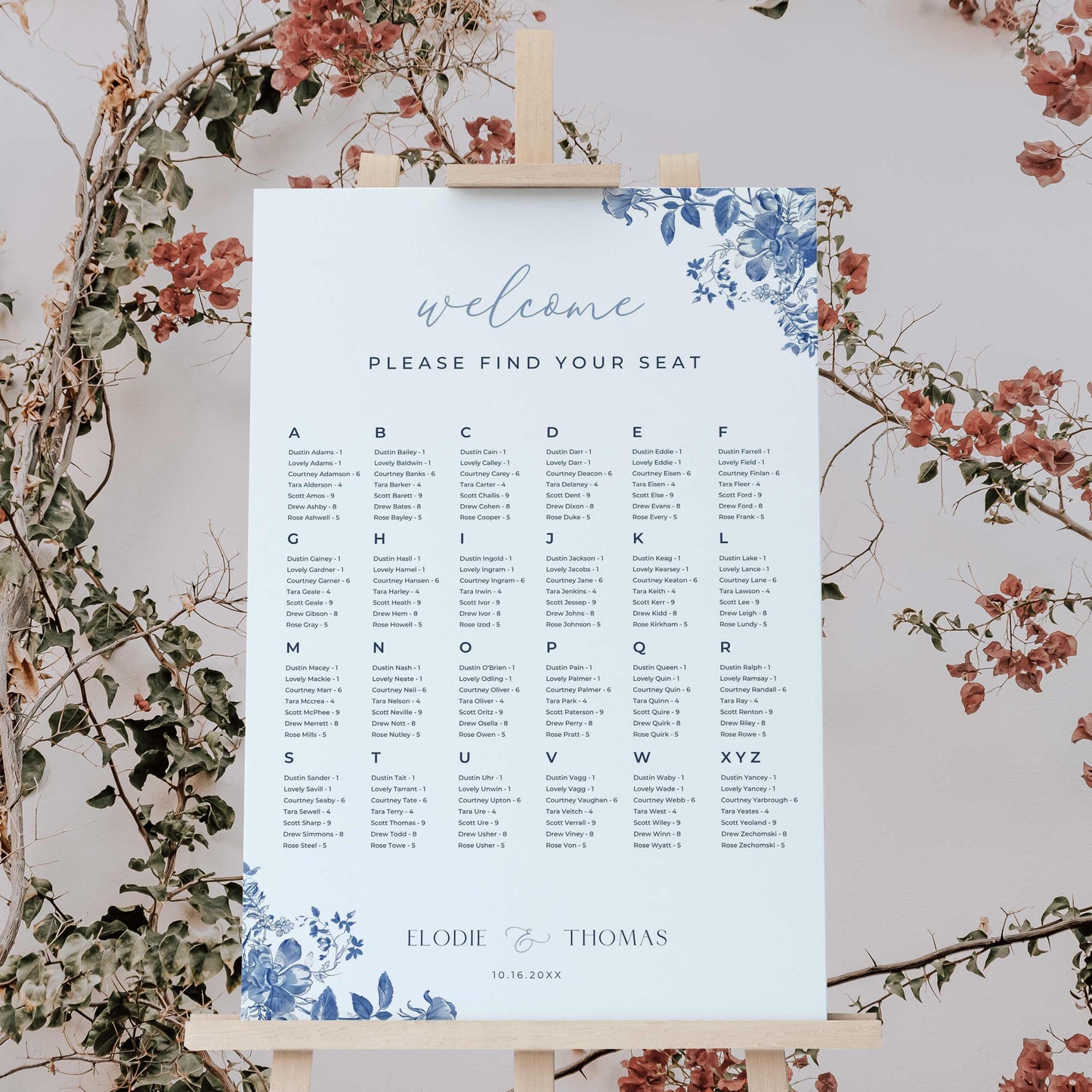 Blue Toile Premium Wedding Package – Canva Template – Elodie