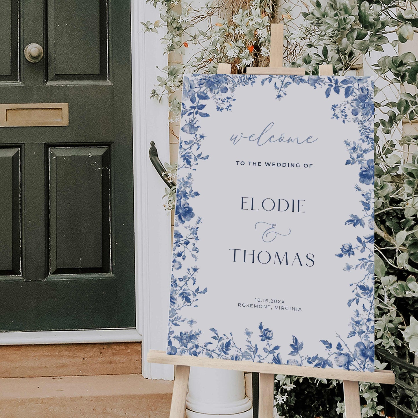 Blue Toile Premium Wedding Package – Canva Template – Elodie