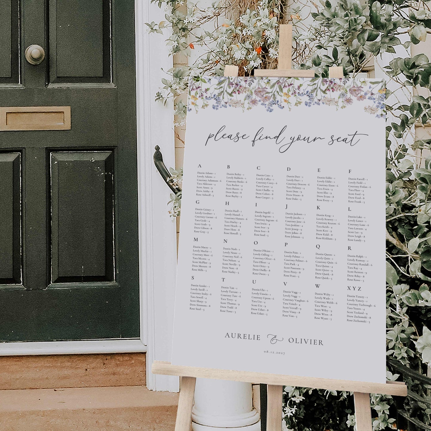 Wildflower Seating Chart – Canva Template – Aurelie