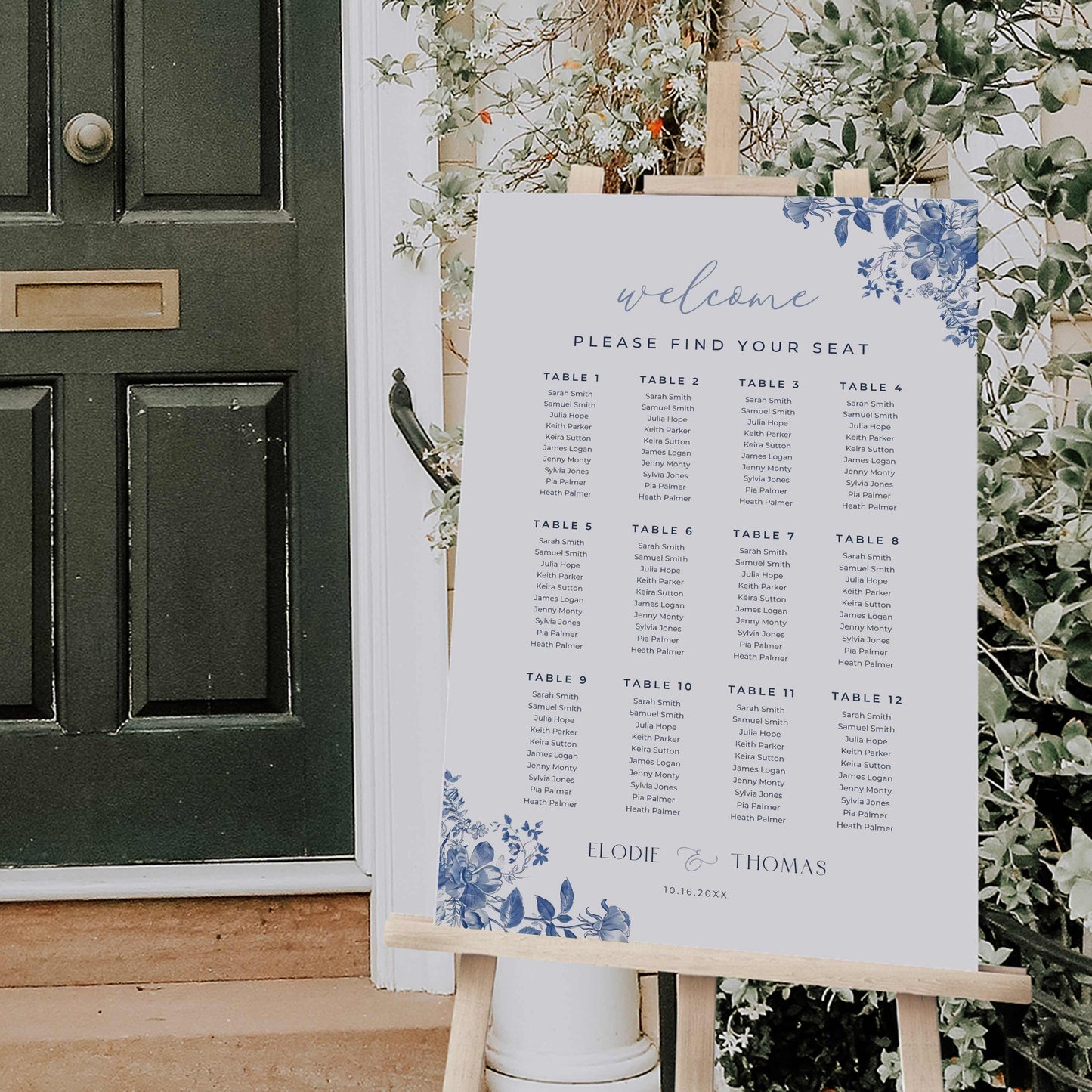Blue Toile Premium Wedding Package – Canva Template – Elodie