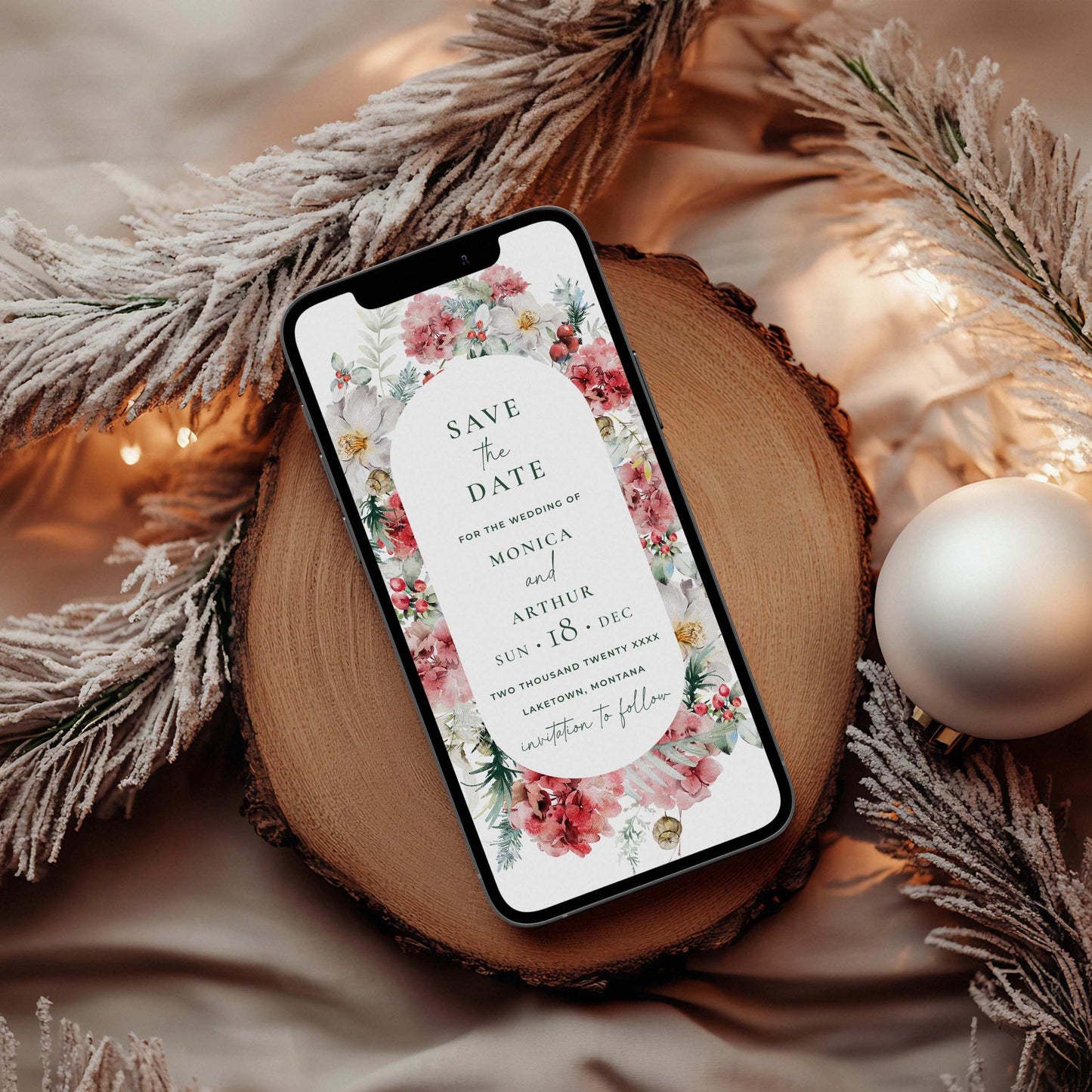 Wedding Digital Save the Date - Frosty Blossom